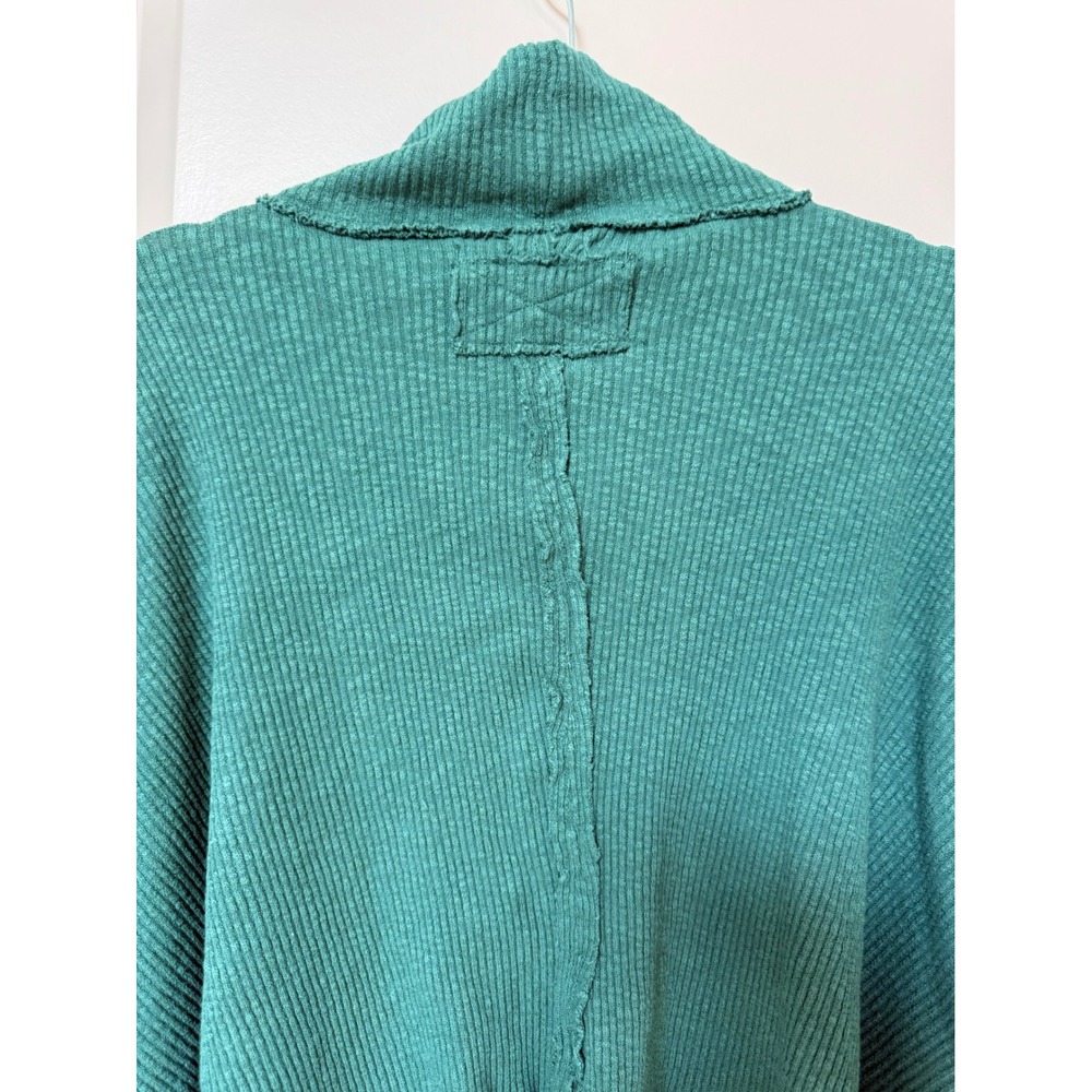 We The Free Free People Mock Neck Thermal Top Teal Green Ribbed Oversized Medium - Picture 8 of 8
